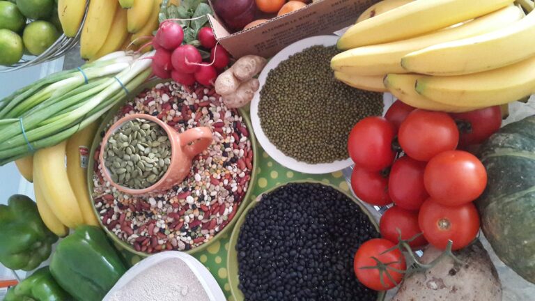 A variety of food items from an ethnic grocery store